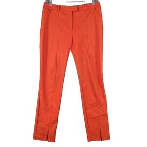 Veronika Maine Women's Size‎ 8 Neon Orange Trouser Slit High-Rise Straight Leg